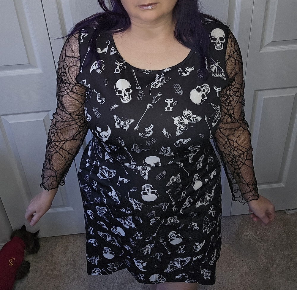 Black and White Skull Print Dress 12